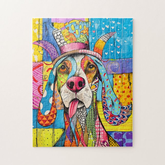 Pop-Art Dog Portrait in Retro Style Jigsaw Puzzle (Vertical)
