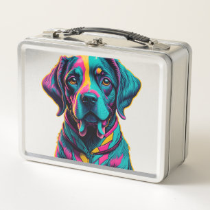 Pop Art dog to add fun and colour to your style  Metal Lunch Box
