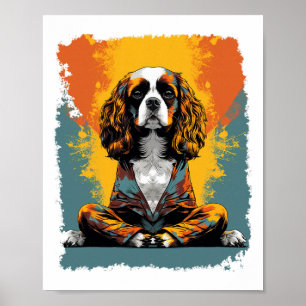 Pop Art Dog Yoga Meditation Cavalier King Charles Poster