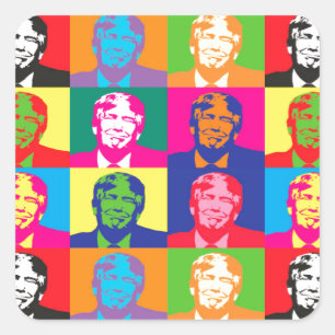 pop art donald trump square sticker