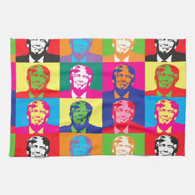 pop art donald trump tea towel (Horizontal)