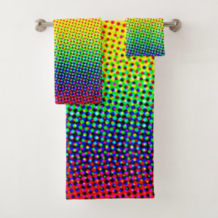Pop Art Dots Rainbow Bright Cheerful Colourful Gay Bath Towel Set