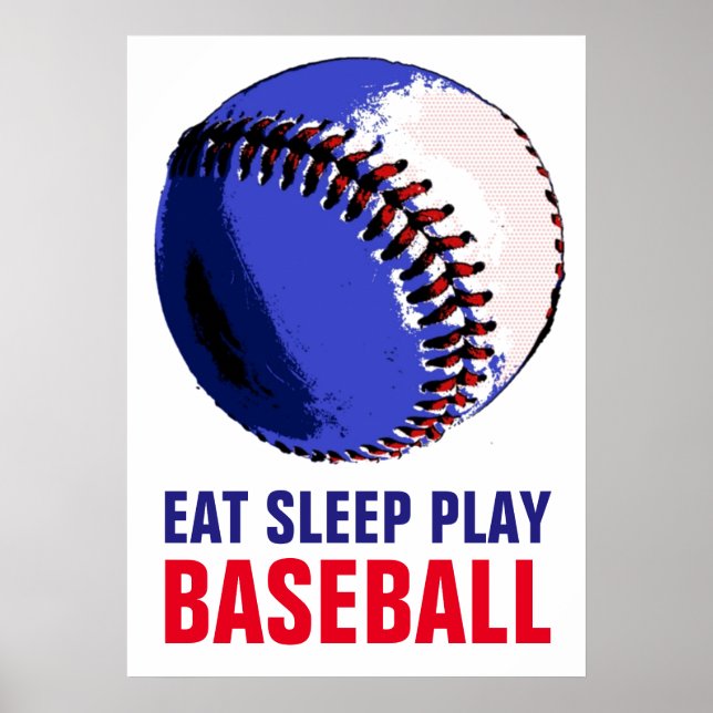 Pop Art Eat Sleep Play Baseball Poster (Front)