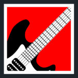 Pop Art Electric Guitar Poster<br><div class="desc">Pop Art electric guitar poster in black and white on red.</div>