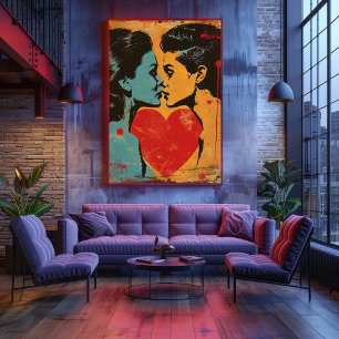 Pop Art Elegantly: Love Among Women Photo Print