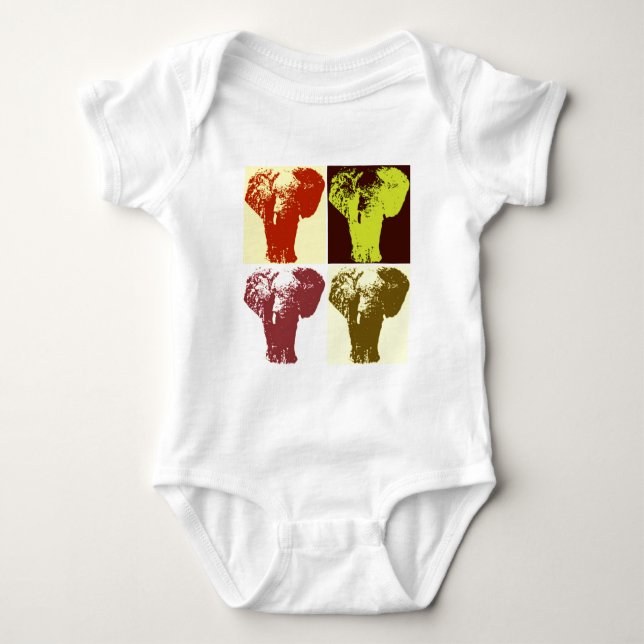 Pop Art Elephant Baby Bodysuit (Front)