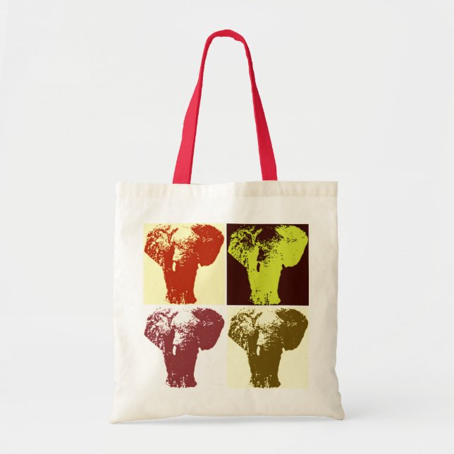 Pop Art Elephant Retro Tote Bag (Front)