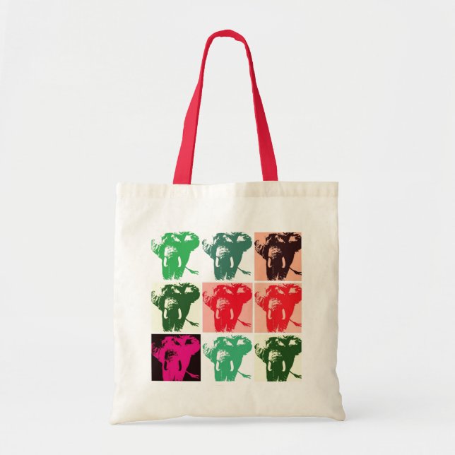 Pop Art Elephant Retro Tote Bag (Front)