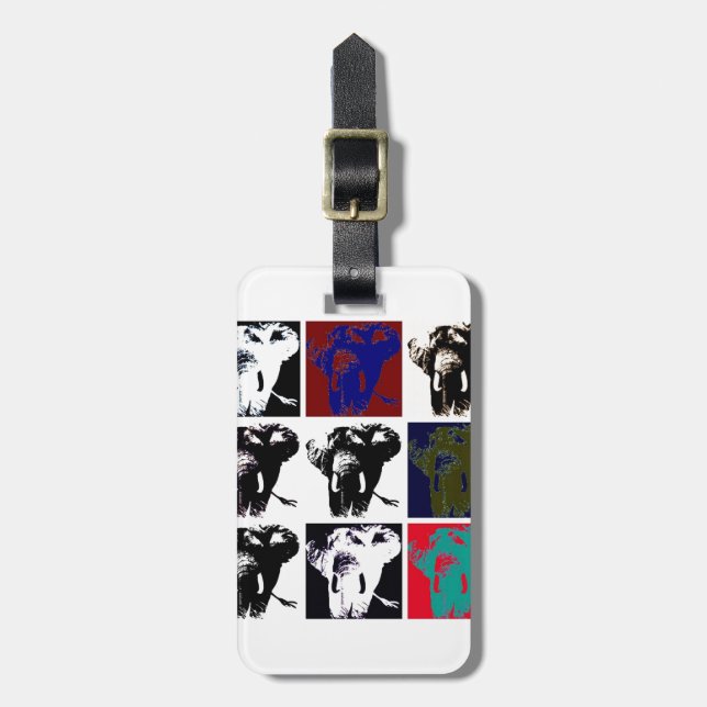 Pop Art Elephants Luggage Tag (Front Vertical)