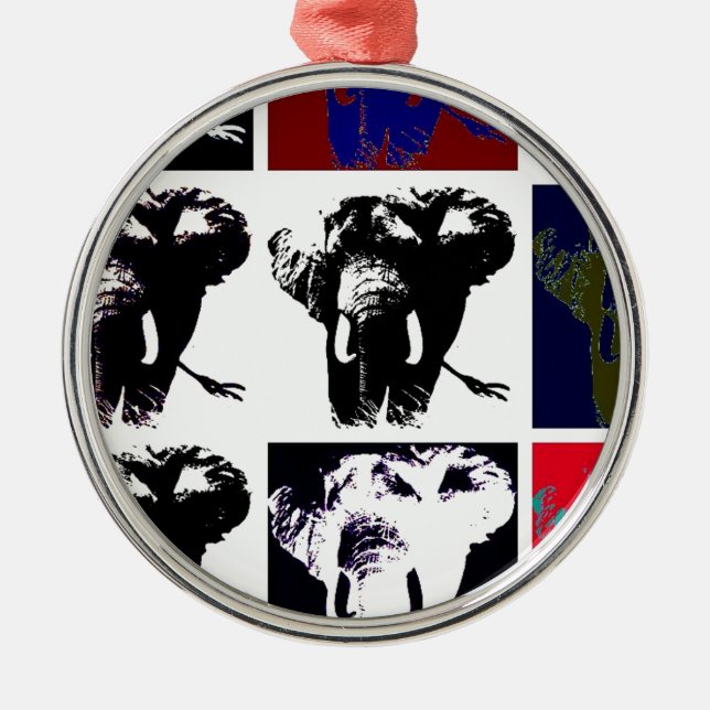 Pop Art Elephants Metal Tree Decoration (Front)
