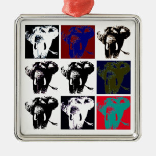 Pop Art Elephants Metal Tree Decoration