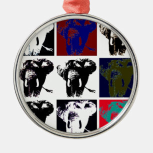 Pop Art Elephants Metal Tree Decoration