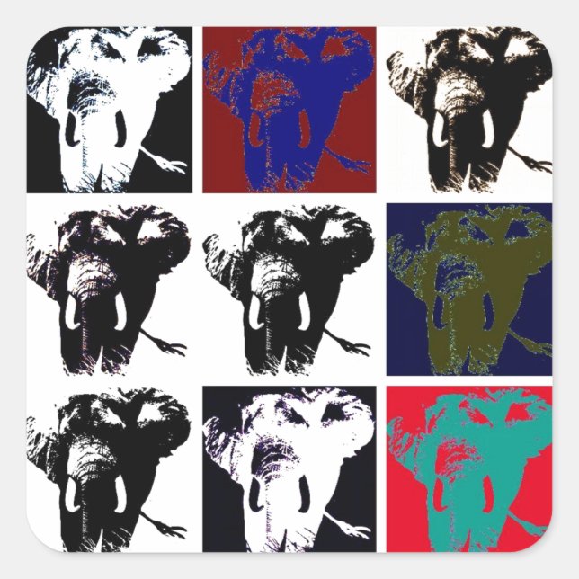 Pop Art Elephants Square Sticker (Front)
