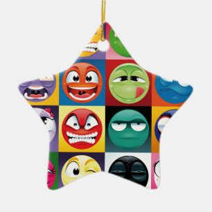 pop art emojis ceramic tree decoration