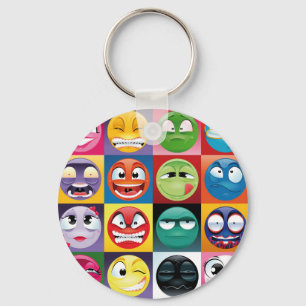 pop art emojis key ring