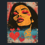 Pop Art: Ethnic Charm Photo Print<br><div class="desc">This pop art design features a feminine face with an enigmatic expression and hearts in a vibrant color contrast. It captures the essence of mystery and romance in a bold and modern style. Ideal for contemporary art lovers, this poster adds a touch of intensity and creativity to any space. Perfect...</div>