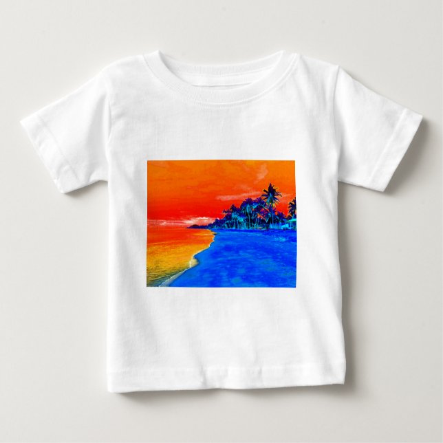 Pop Art Exotic Beach Palm Trees Baby T-Shirt (Front)