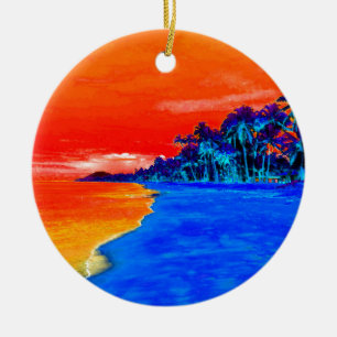Pop Art Exotic Beach Palm Trees Ceramic Tree Decoration