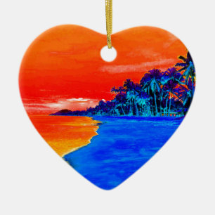 Pop Art Exotic Beach Palm Trees Ceramic Tree Decoration