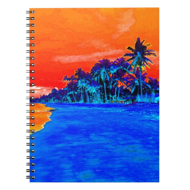 Pop Art Exotic Beach Palm Trees Notebook (Front)