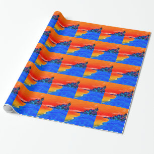 Pop Art Exotic Beach Palm Trees Wrapping Paper