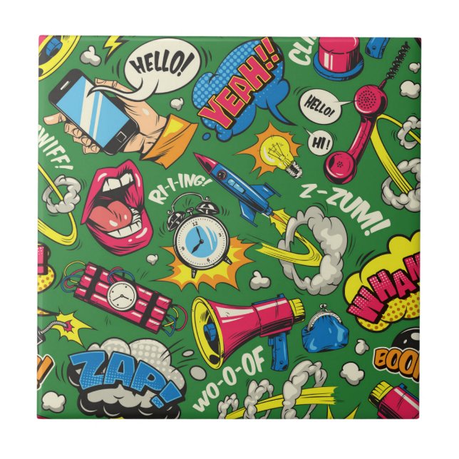 Pop Art Explosion - Retro Comic Aesthetic Tile (Front)