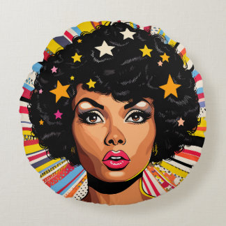 Pop Art Explosion Round Cushion