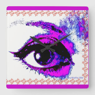 Pop Art Eye Wall Clock by Katie Pfeiffer