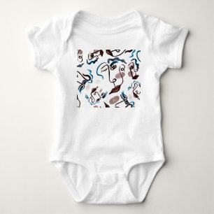 Pop art faces: abstract watercolor. baby bodysuit