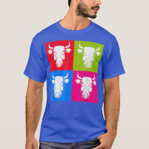 Pop Art Farm Animal Lover Farming Farmer Cow T-Shirt