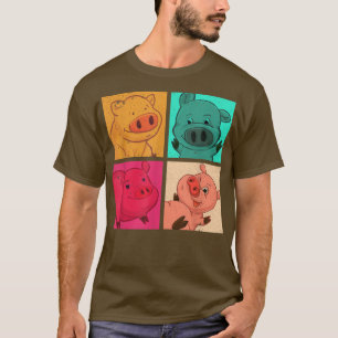 Pop Art Farm Animal Piglet Farmer Farming Pig 5050 T-Shirt