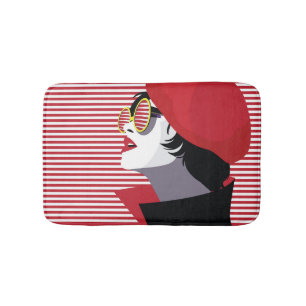 Pop Art Fashion Woman Vintage Bath Mat