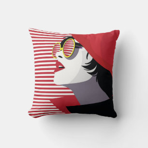 Pop Art Fashion Woman Vintage Cushion