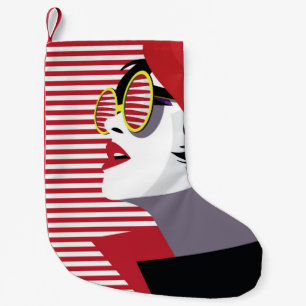 Pop Art Fashion Woman Vintage Small Christmas Stocking