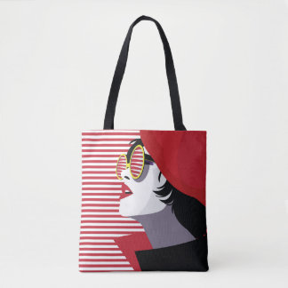 Pop Art Fashion Woman Vintage Tote Bag