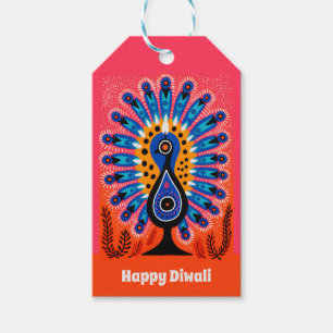 🦚 Pop Art Festival of Lights: Diwali Peacock Gift Tags
