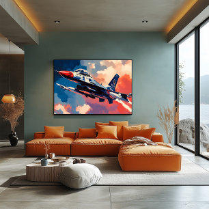 Pop Art Fighter Jet - Soaring Aviation Art Poster