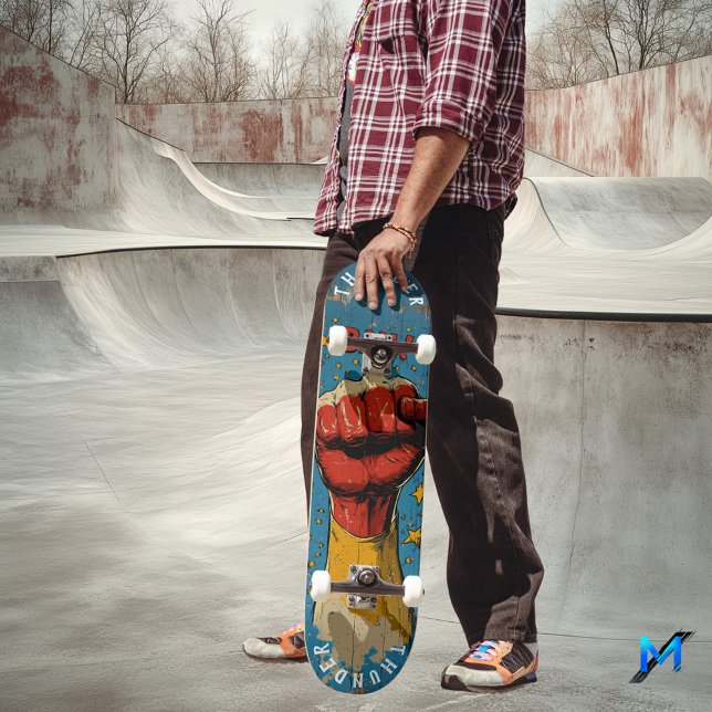 Pop Art Fist with Comic Burst - Bold Retro Vibe Skateboard (Creator Uploaded)