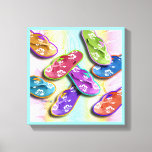 Pop Art FLIP FLOPS Gallery Wrapped Canvas<br><div class="desc">FLIP FLOPS in a Pop Art Style Graphic on a Gallery Wrapped Canvas - Ready to hang,  no frame needed! Perfect for a beach house or ocean themed decor. Choose your background colour and pick your size!</div>