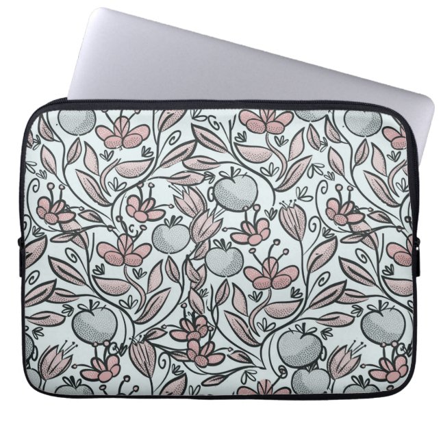 Pop art floral laptop sleeve (Front)