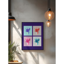 Pop Art Floral Quartet: Vibrant Tulips in a Vase