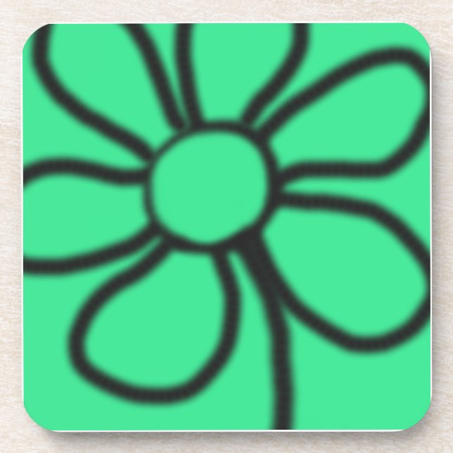 Pop Art Flower Coasters (Green) (Front)