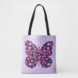 Pop Art Flower Floral Butterfly Art Tote Bag