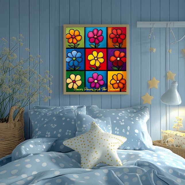 Pop Art Flower Grid Colourful Wall Art (Creator Uploaded)