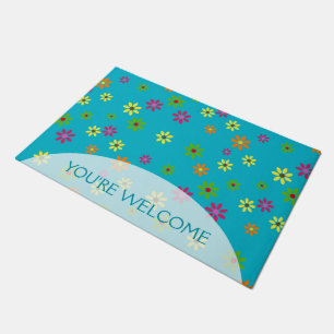 Pop Art Flowers seamless pattern + your ideas Doormat