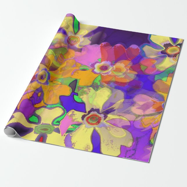 Pop Art Flowers Wrapping Paper (Unrolled)