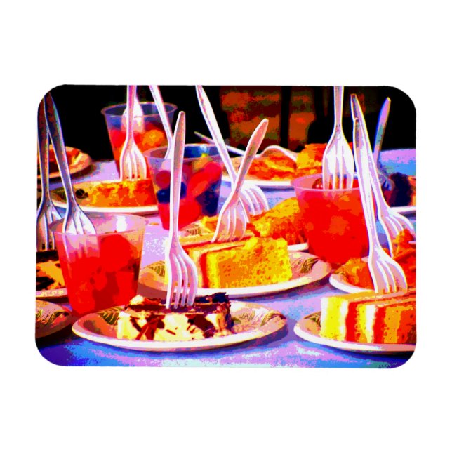 Pop Art Food Cake Snacks Forks Colourful Magnet (Horizontal)