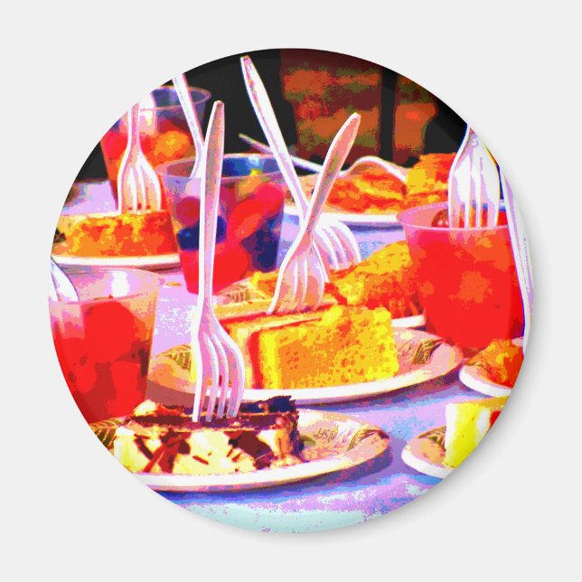 Pop Art Food Cake Snacks Forks Colourful Magnet (Front)
