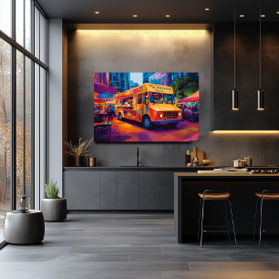 Pop Art Food Truck Street Scene Wall Art