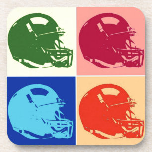 Pop Art Football Helmet Hard plastic coaster